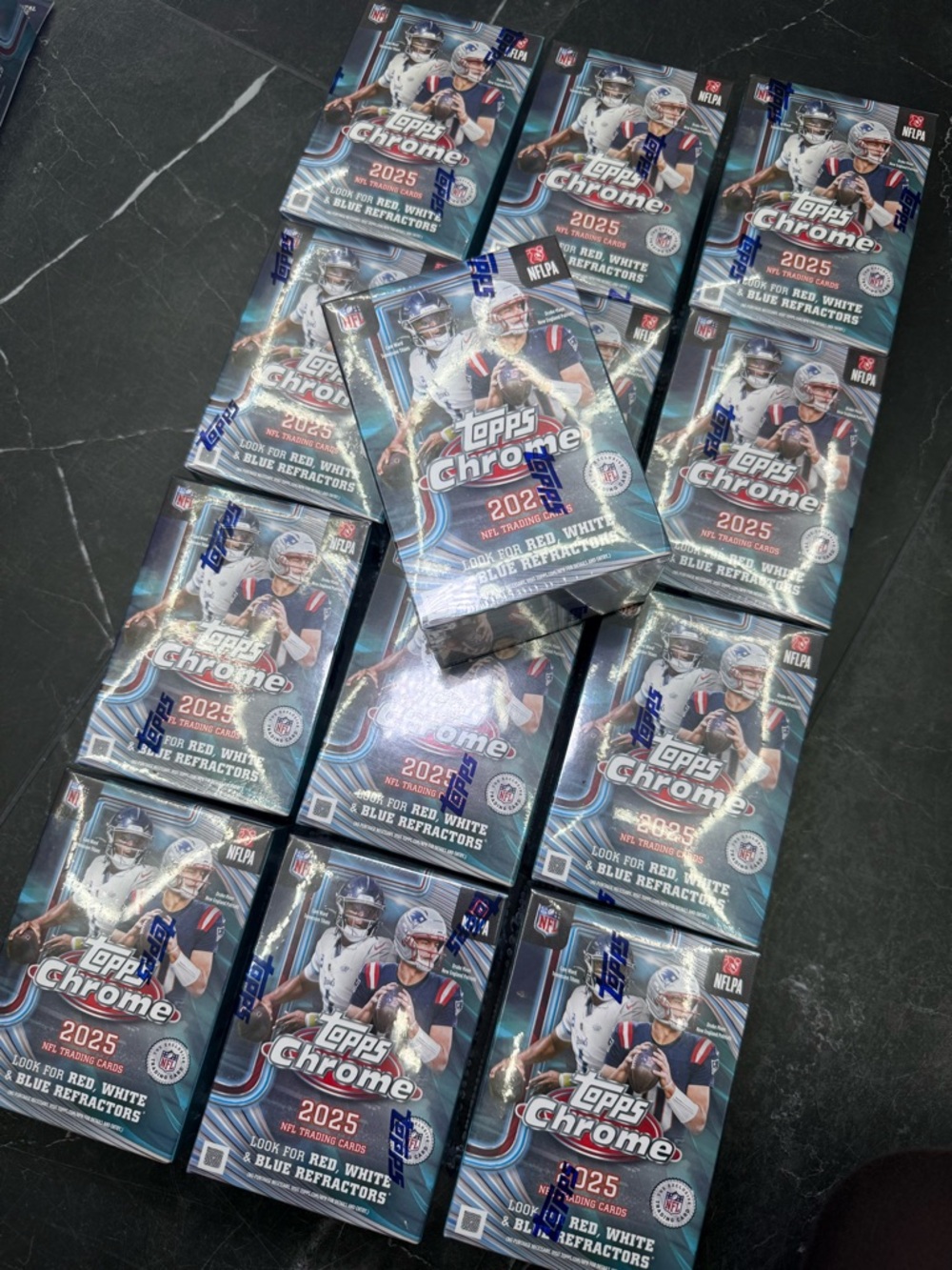 LOT OF 13 2025 Topps NFL Chrome Football Value Blaster Box Factory Sealed New